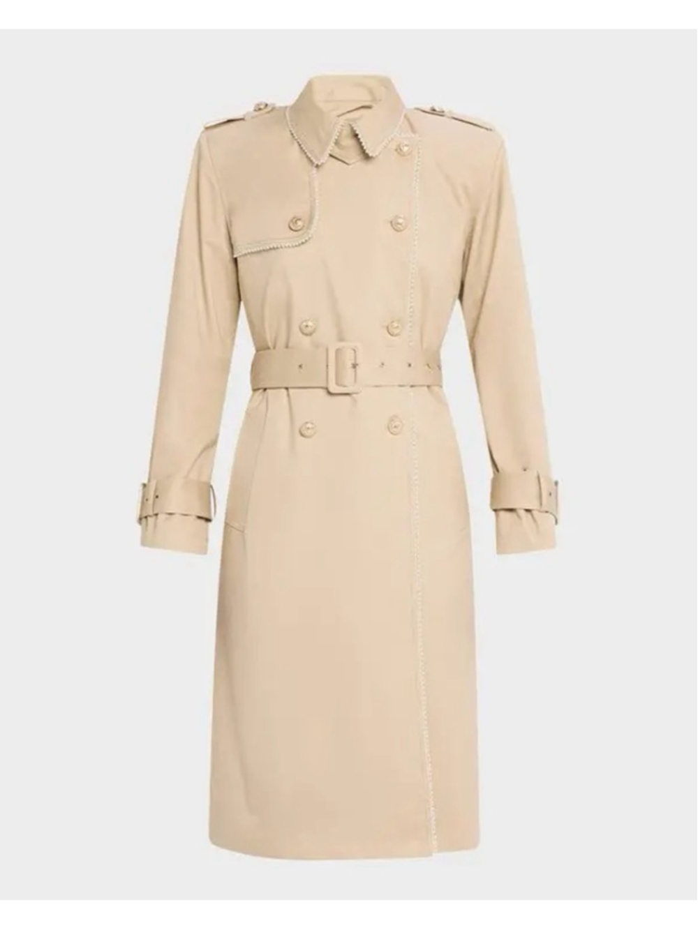 NWT Generation Love Vanna Pearl-trim Trench Coat Taupe